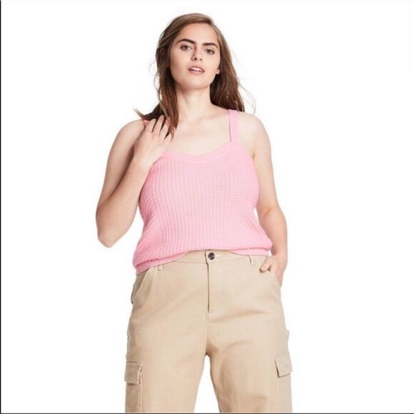 Sandy Liang x Target Pink Knit sweetheart Neck Tank Top - Picture 3 of 4